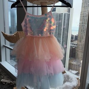Lola & The Boys Pastel Sequin Tulle Layered Girls Dress